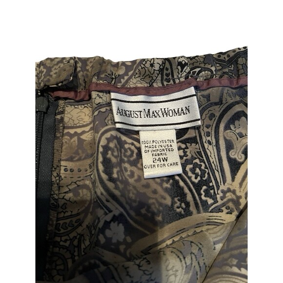 Vintage August Max Woman Paisley Cottage Garden Green Ivory Maxi Skirt 24W Boho - Picture 2 of 3